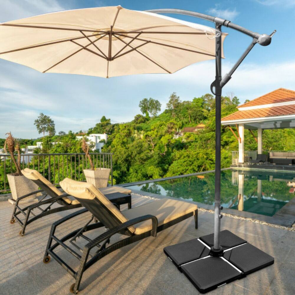 Alt View 1. Mondawe - 4 Pieces Square Fillable Patio Umbrella Base Set with Handle and Funnel - Black.