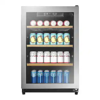 Front. Insignia™ - 130-Can Beverage Cooler - Silver.