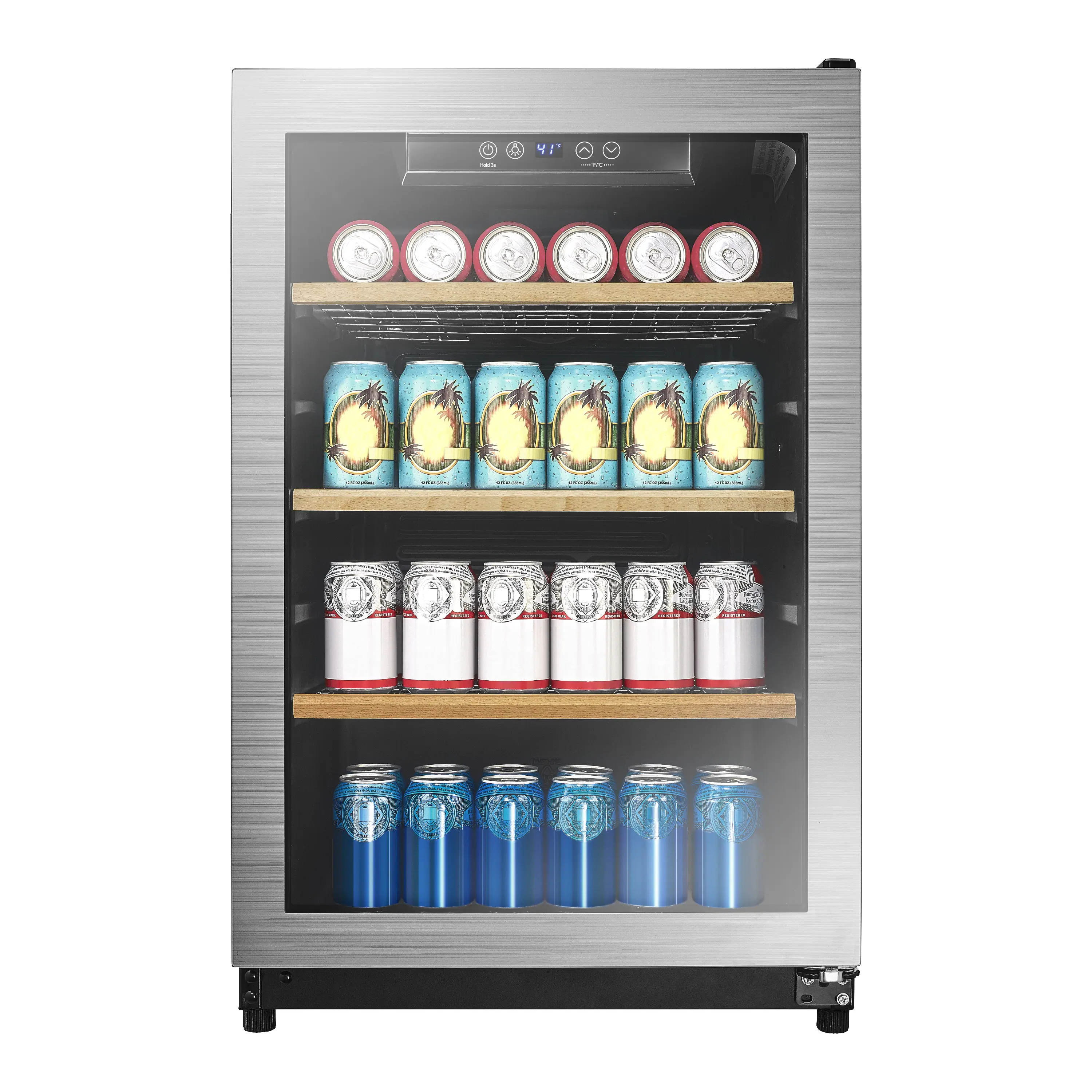 Front. Insignia™ - 130-Can Beverage Cooler - Silver.