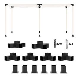Outsunny - DIY Pergola Kit, Pergola Brackets with 3-Way & 4-Way Corner Brackets and Post Base for 4" x 4" - Black