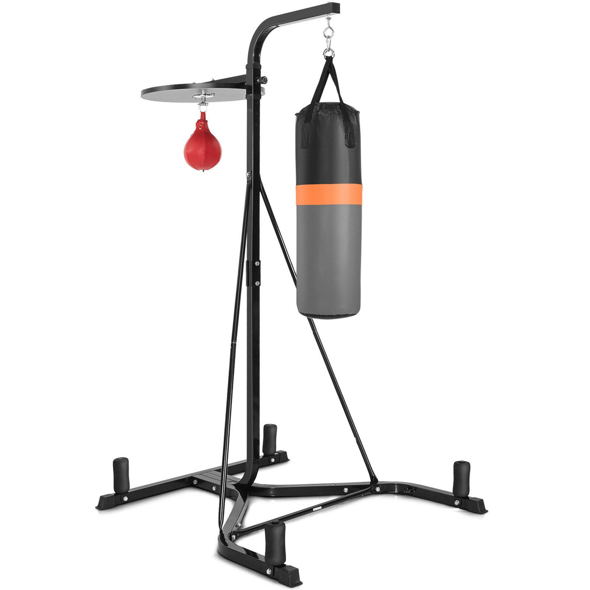 Alt View 9. Costway - Costway Heavy Duty Boxing Punching Stand W/Heavy Bag & Speed Bag Sandbag Rack Home Gym - Grey.