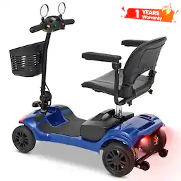 Segmart - Mobility Scooter for Seniors, 4-Wheel Electric Mobility Scooter with Swivel Seat, Foldable Travel Scooter - Blue