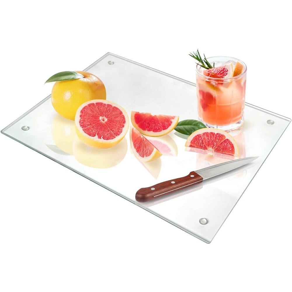 Front. PARKER SLATER - Seelenruhe Tempered Glass Cutting Board – Clear, Non-Slip, Heat-Resistant, 12x16 in.