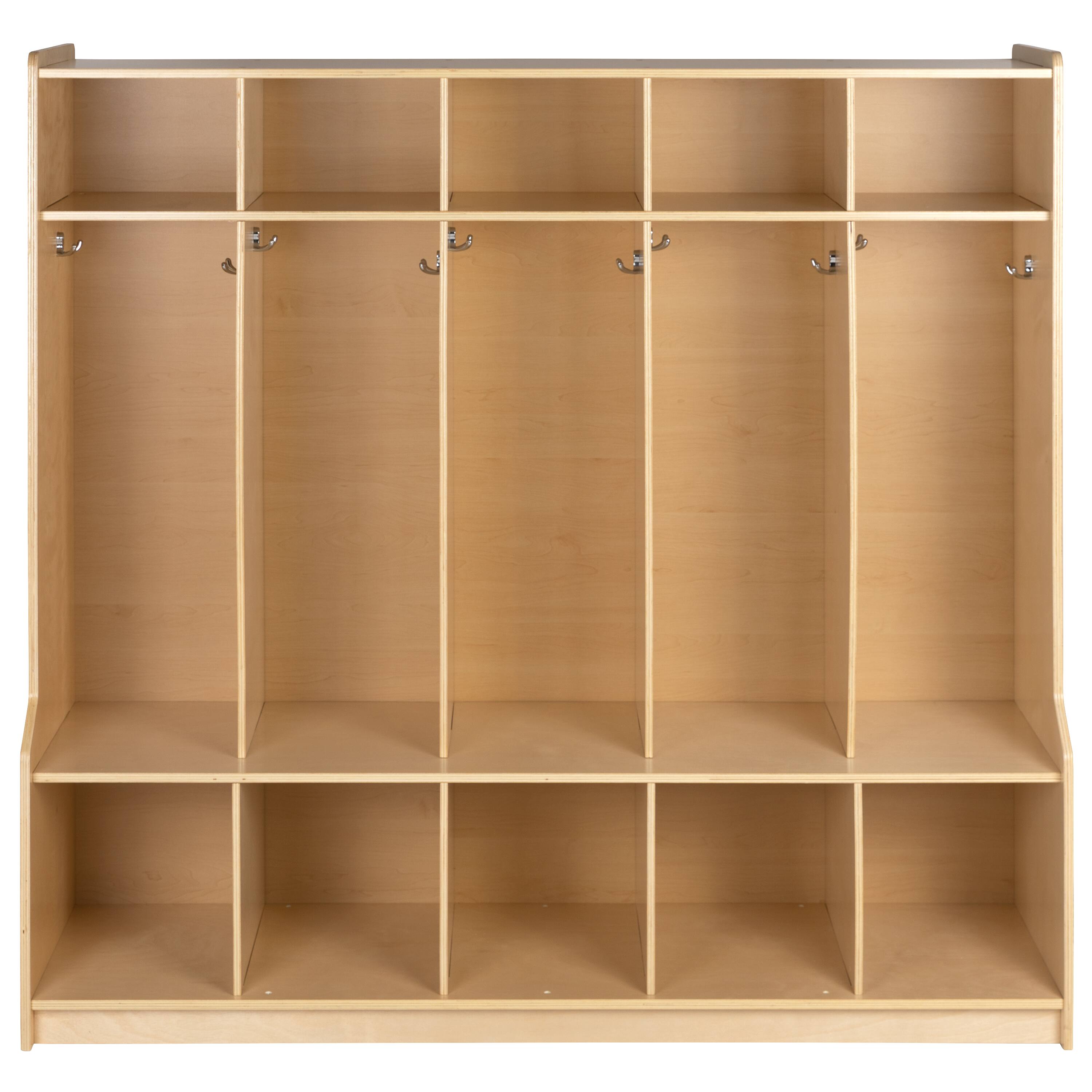 Alt View 8. Emma + Oliver - Wood School Coat Locker with Bench, Cubbies and Storage Organizer Hook - Natural.