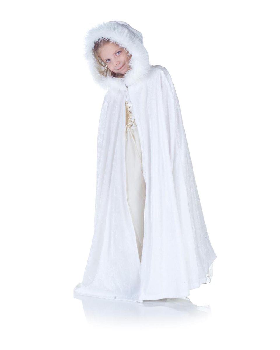 Front. Underwraps - Panne Velvet Costume Cape Child: White & Faux Fur Trim One Size Fits Most - White.