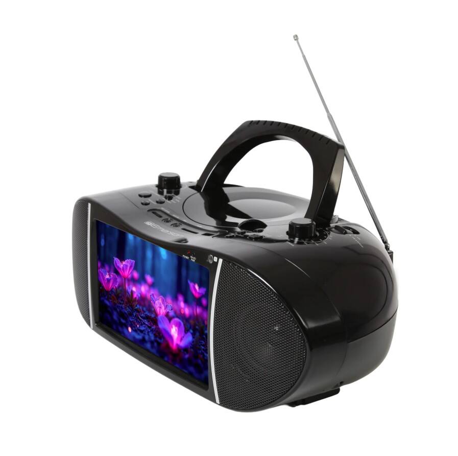 Left. Emerson - Emerson EDL-2901 Bluetooth Boombox TV & DVD Player with 9'' LCD Screen and Radio - bBlack.