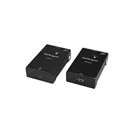 Front. Startech - .com USB 2.0 Extender Kit over Cat5e/Cat6 Cable (RJ45) - Up to 165ft (50m) - USB Port over Ethernet Cable - Powered - 48 - Black.
