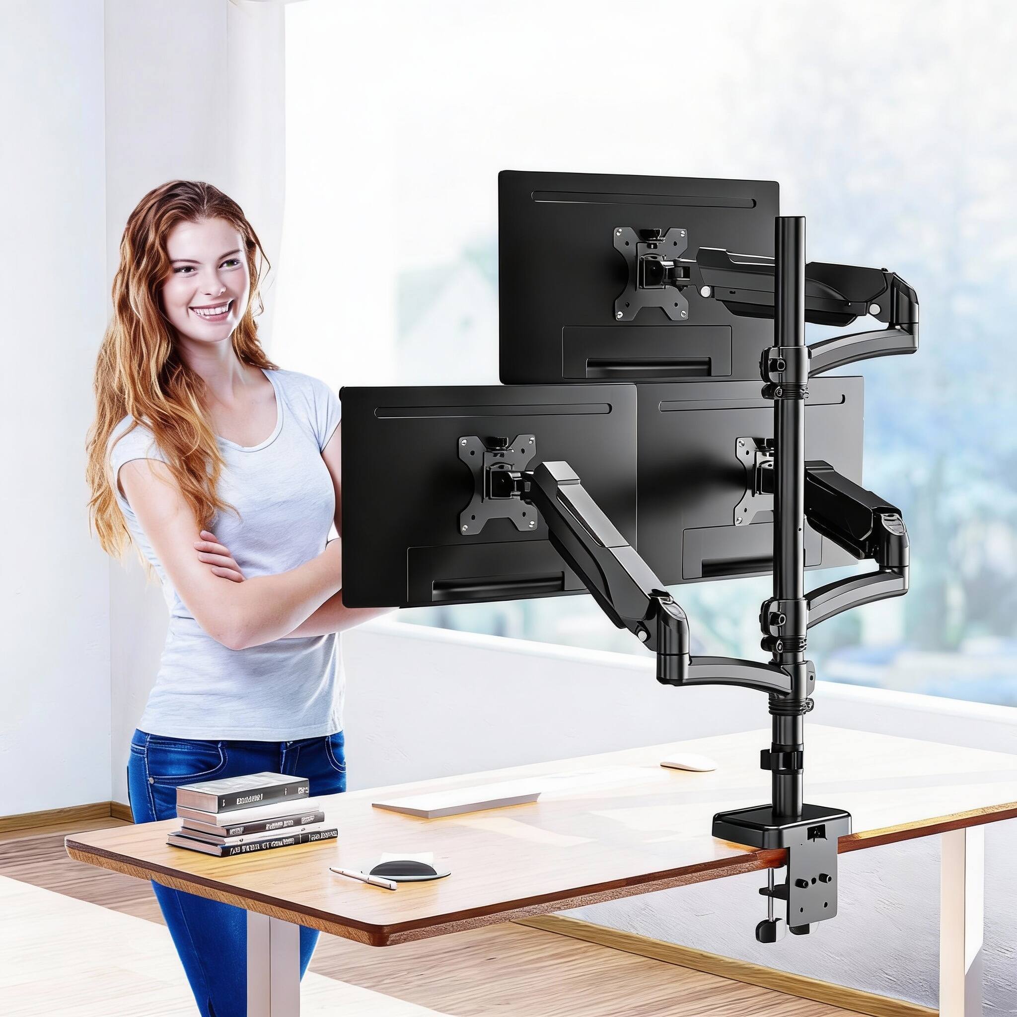 Alt View 1. Frangdom - Dual Monitor Stand 49-32" 4.4-44Lbs Vertical Stack VESA - Dual 22–49" 44Lbs.