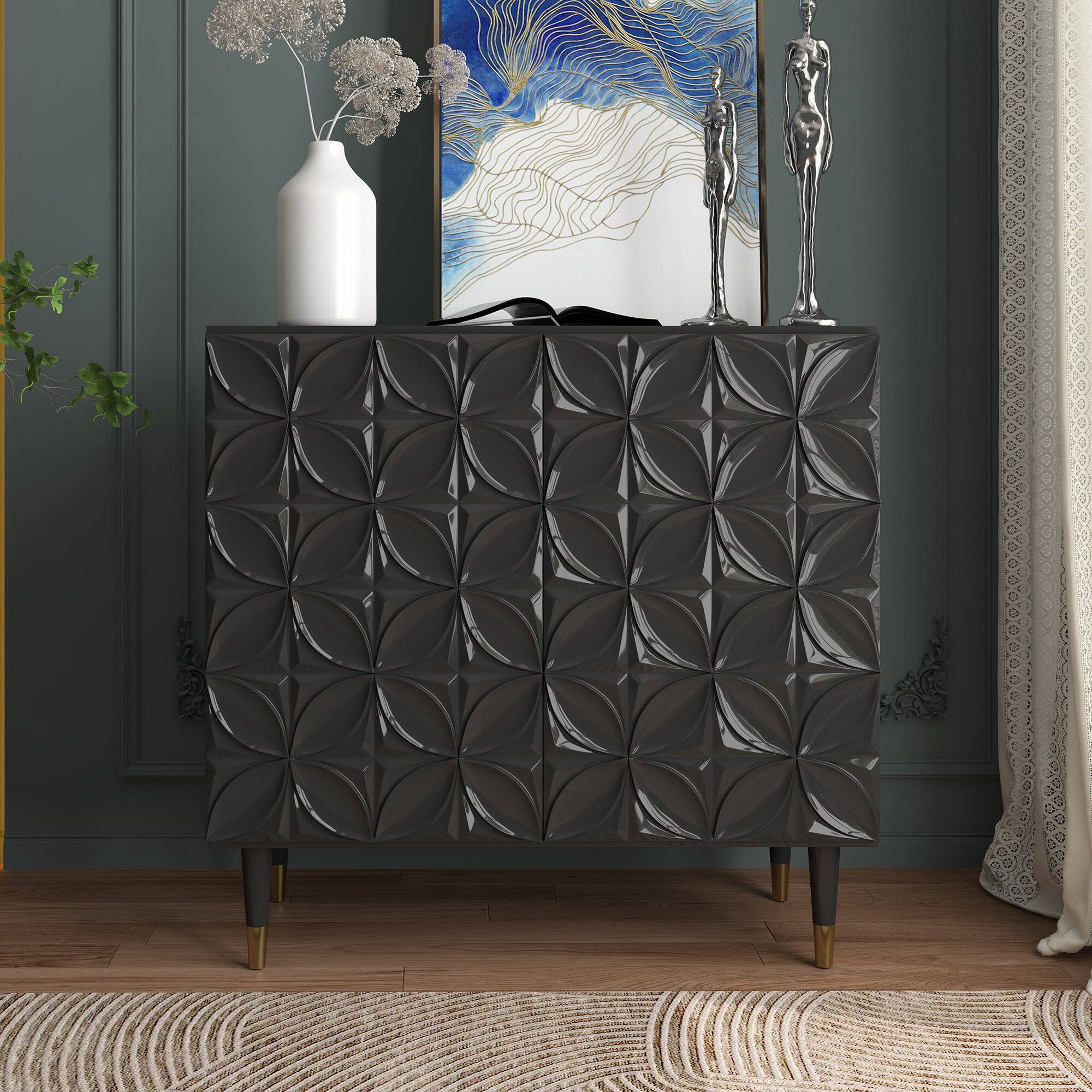 Alt View 2. Boyel Living - 2 Door Locker Accent Cabinet - Black.