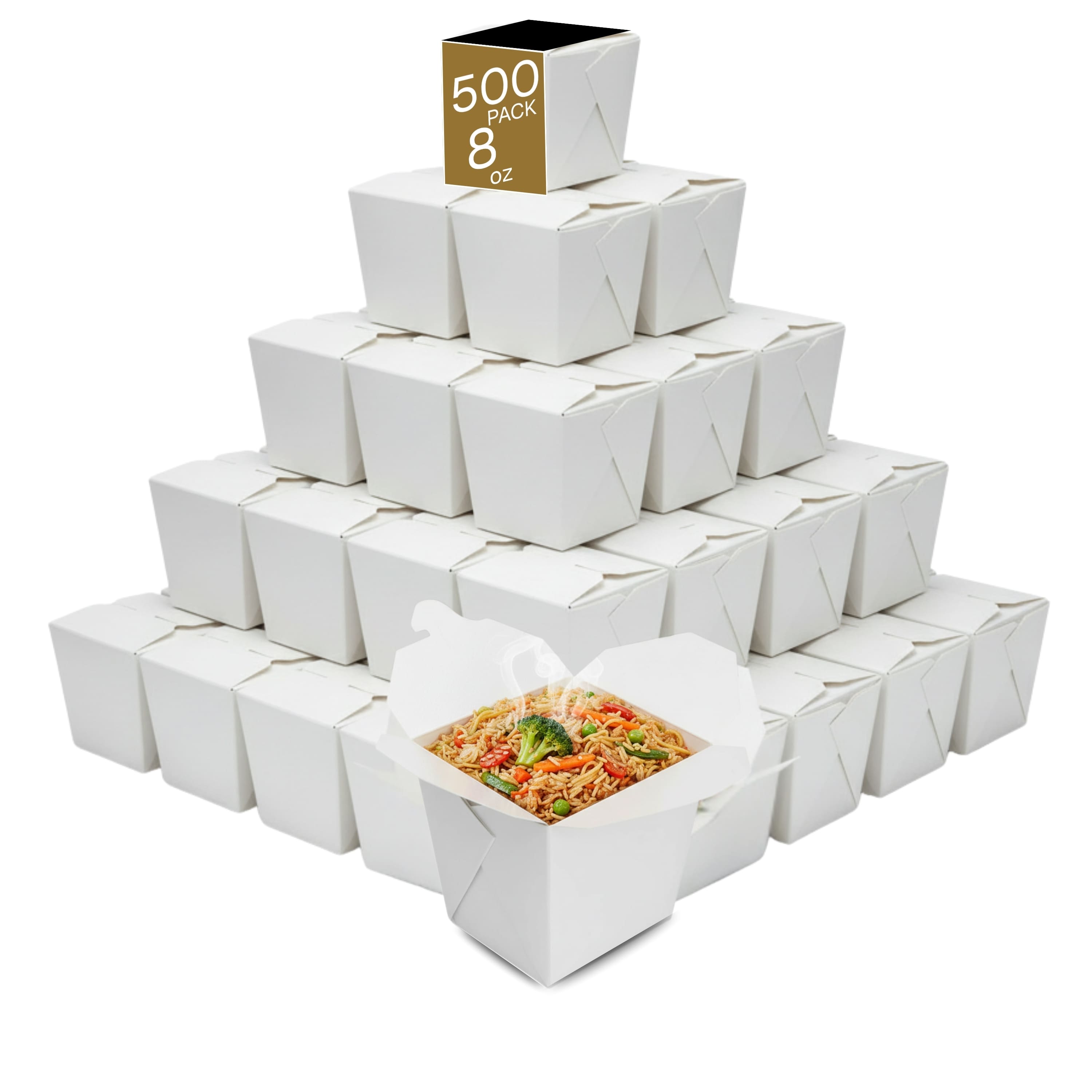 Eco Harmony Products - Paper Take-Out Boxes, 8oz, 500-Pack - White