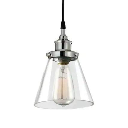 Front. Globe Electric - Globe Electric Parker Chrome Clear 1 lights Pendant Light.