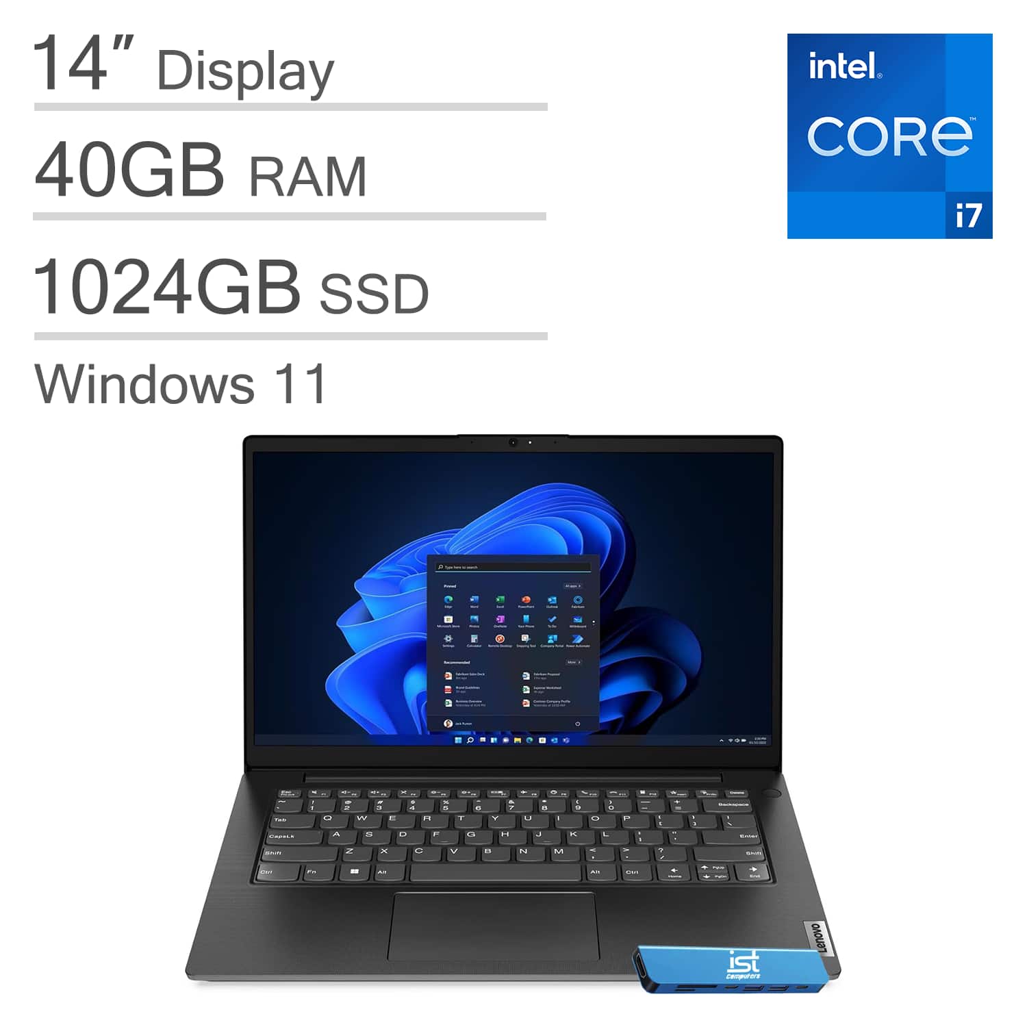 Lenovo - V14 Gen 4 14" FHD Business Laptop - Intel 10-Core i7-13620H - 40GB Memory - 1TB SSD - Windows 11 - Black