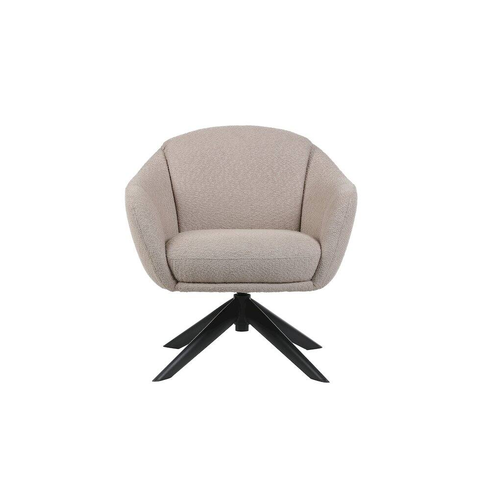 Alt View 1. New Classic Furniture - Fleming Metal and Fabric Swivel Lounge Chair in Taupe - Beige.
