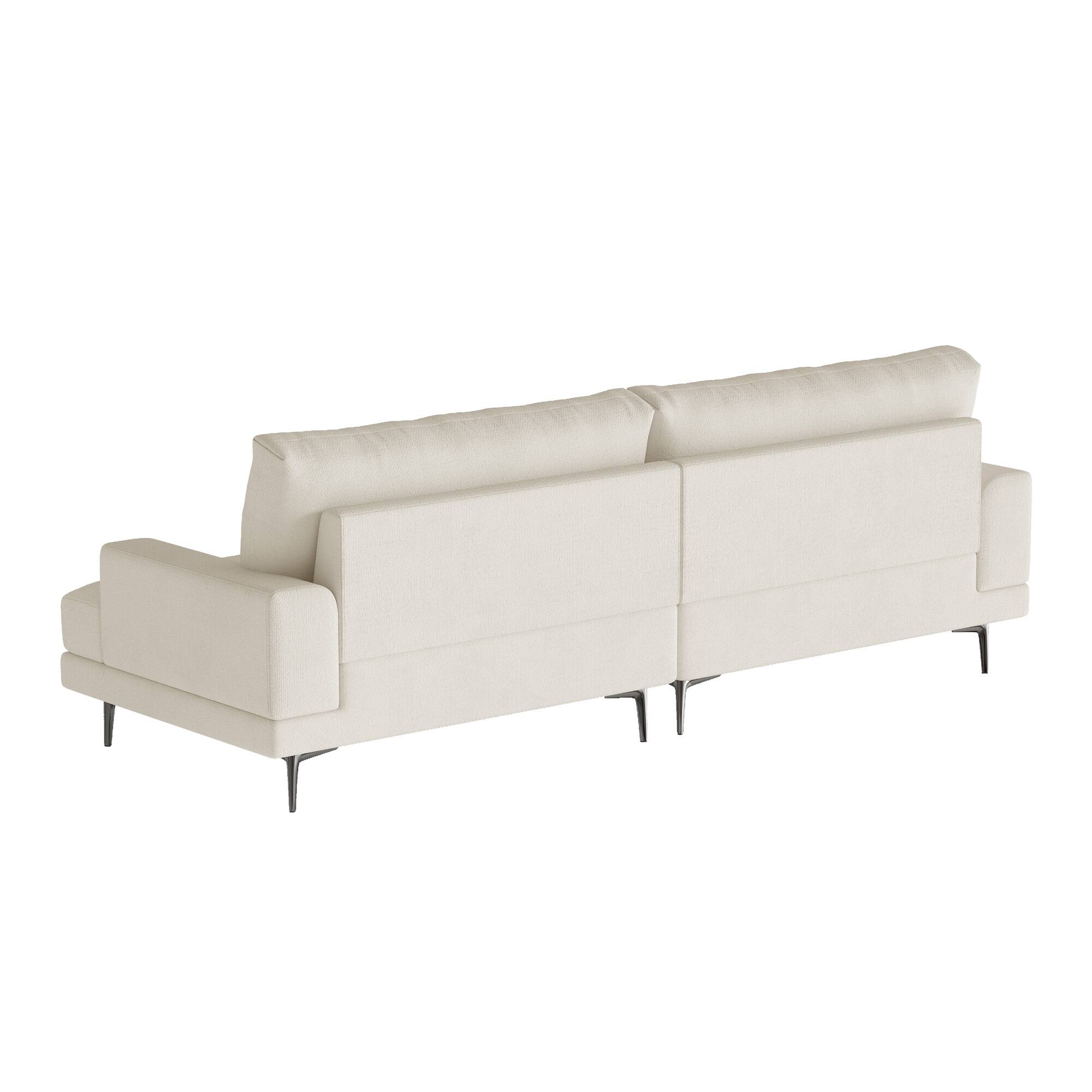 Alt View 7. luck idea - 86.61" Modern Fabric Sofa Couch, Down Cushions, High-Density Foam Seat, Solid Wood Frame, Metal Legs - Light Beige.