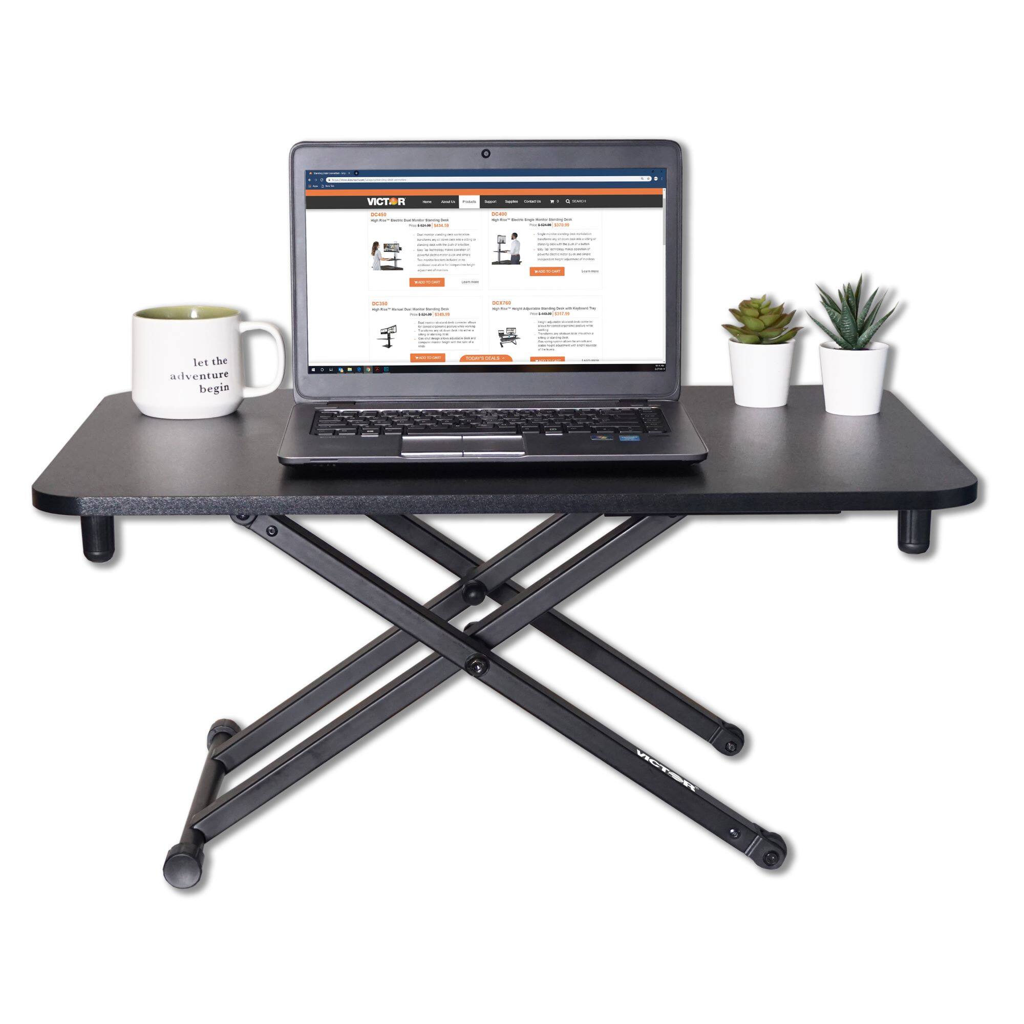 Left. Victor - Height Adjustable Laptop Desk Riser - Black.