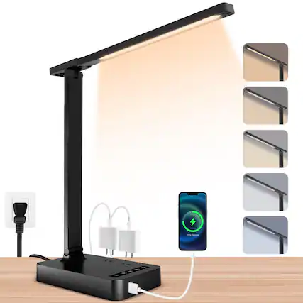 Front. Dazzed Corner - Smart Desk Lamp with 4-in-1 Charging Station, 5 Colors & Brightness Levels.