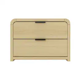 Manhattan Comfort - Grace Modern 28" Nightstand - Natural Oak and Black