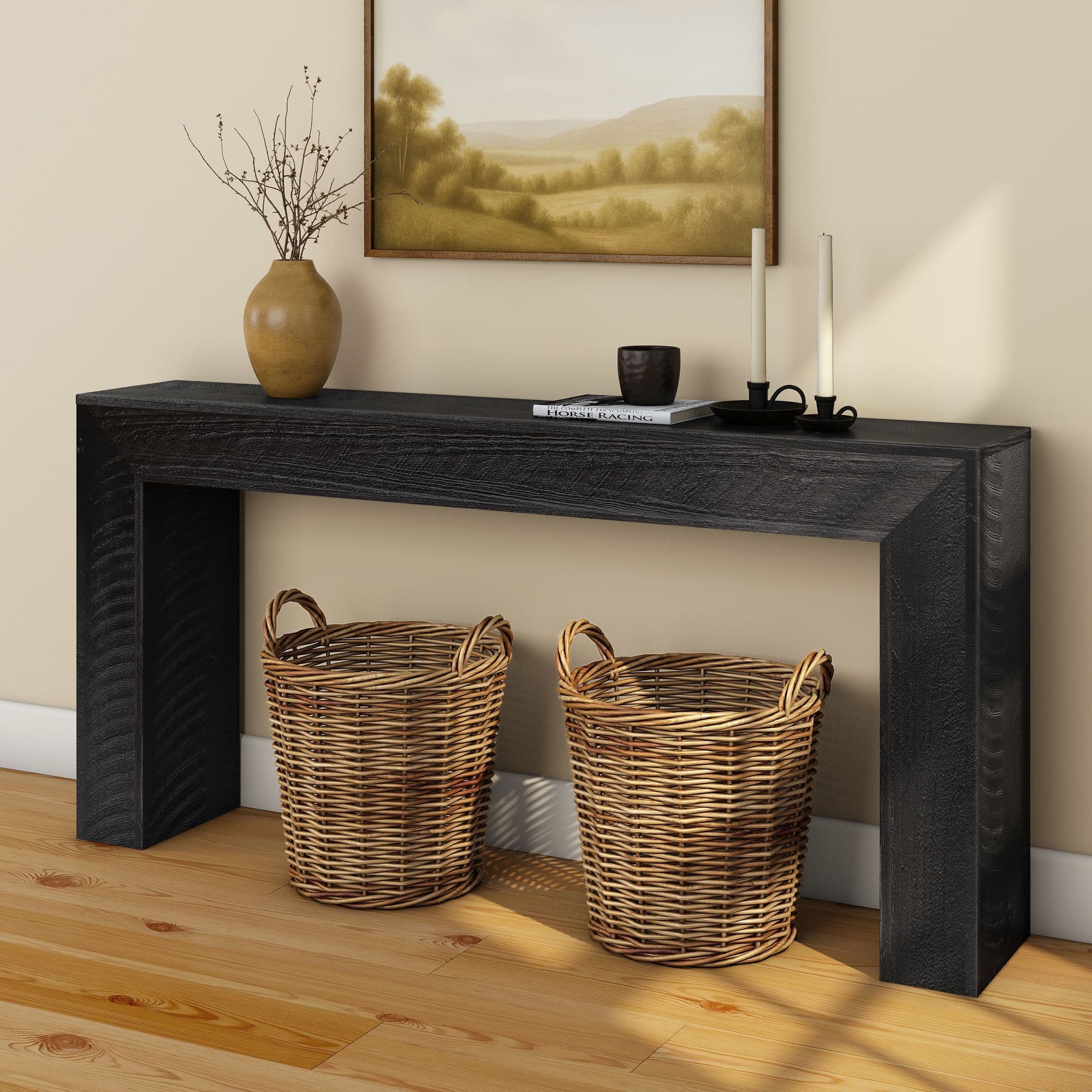 Plank+Beam - Rustic Grand Console (66in / 1676mm), Rustic Char - Rustic Black