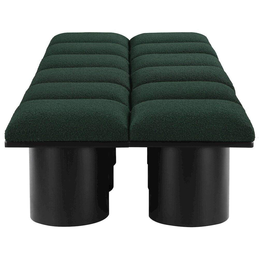 Left. Meridian Furniture - Pavilion Green Boucle Fabric Bench - Green Boucle Fabric.
