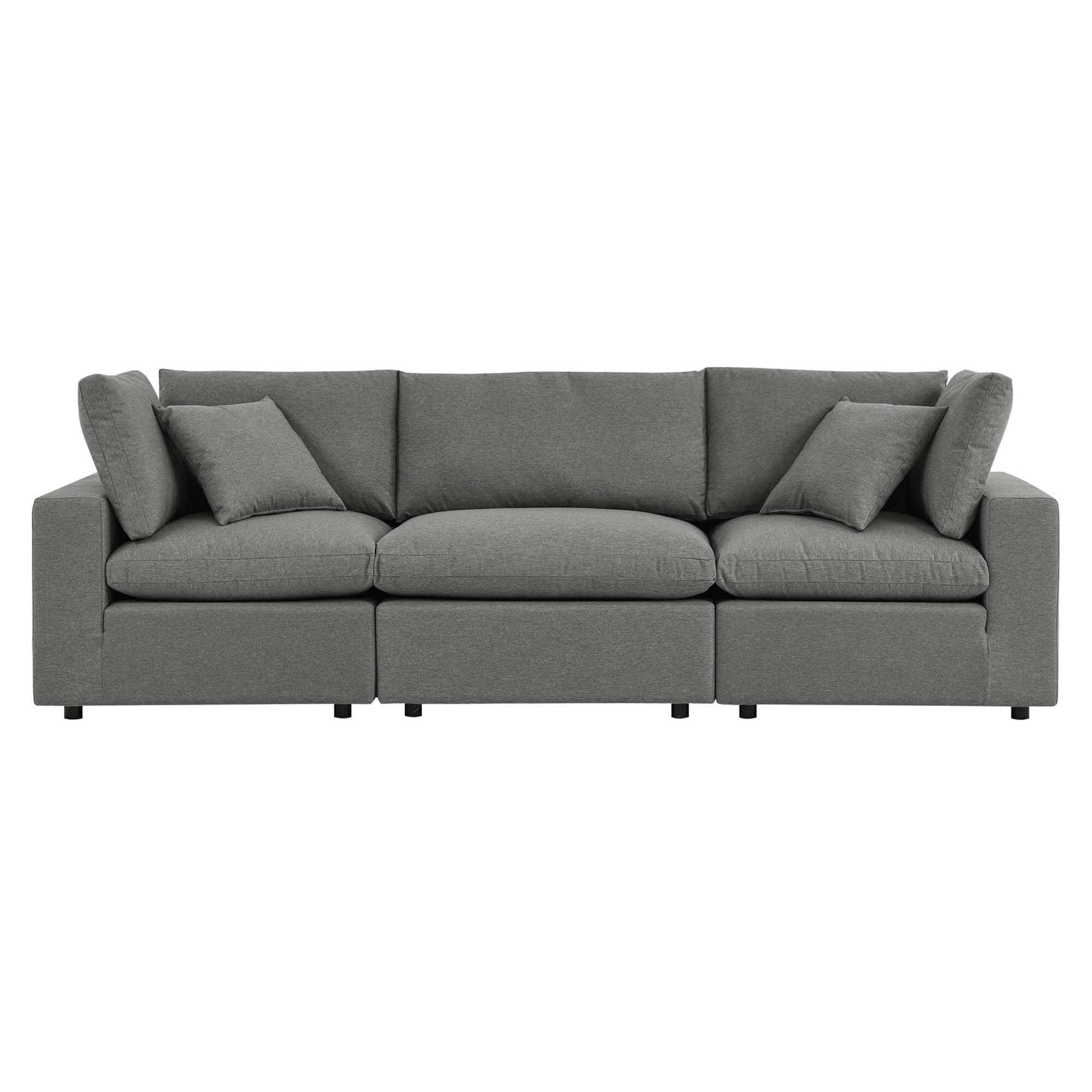 Alt View 6. Modway - Commix Overstuffed Outdoor Patio Sofa by Modway - Charcoal.