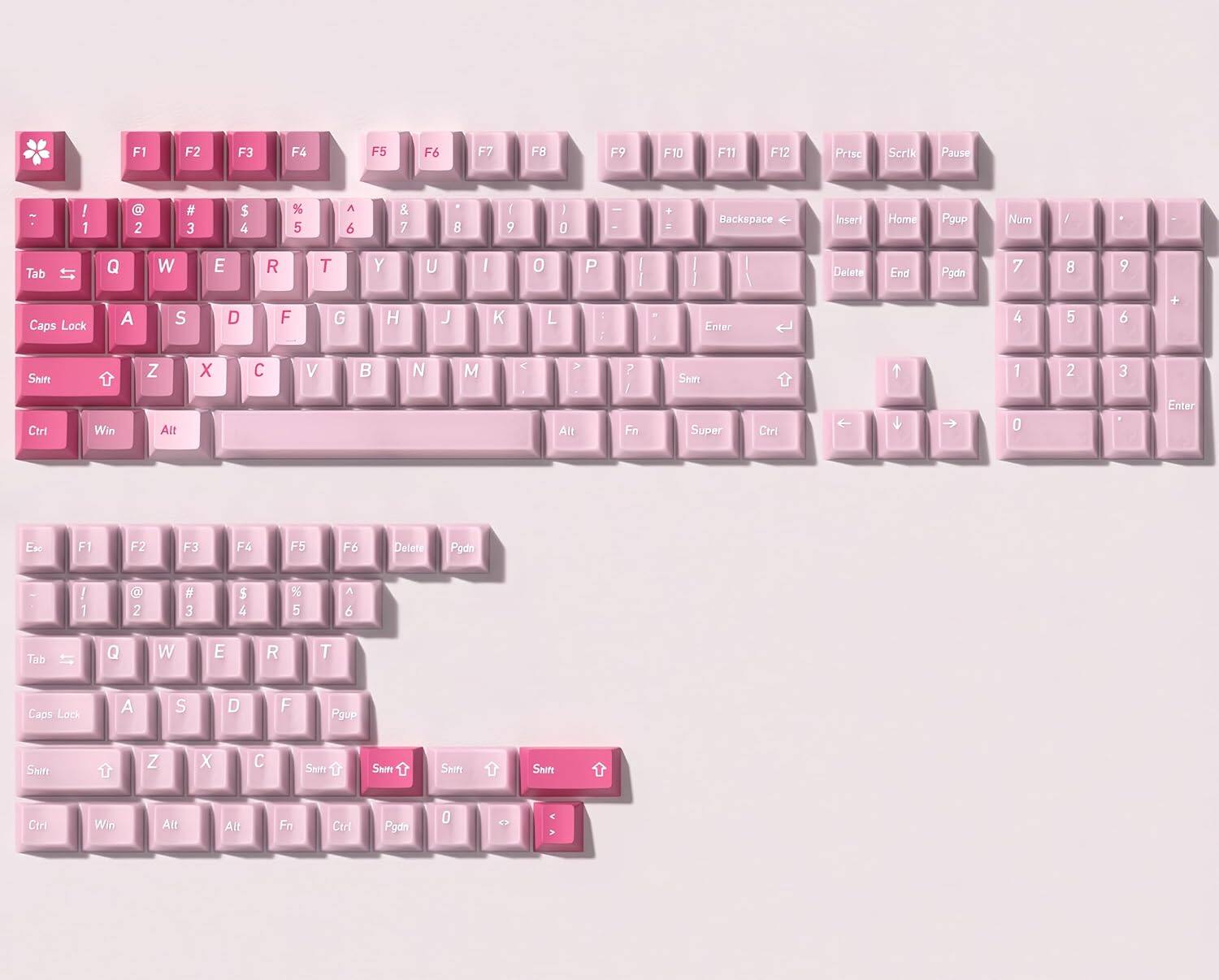 F1 F2 F3 F4 F5 F6 F7 F8 F9 F10 F11 F12 Prtsc Screenshot Pause ! 1 2 # 3 $ 4 % 5 ^ 6 & 7 * 8 ( 9 ) 0 - Backspace Insert Home PgUp Num / Tab Caps Lock Q W E R T Y U I O P : Enter Delete End PgDn 7 4 8 5 9 6 + Shift Ctrl Win Z X C V B N M < > Alt 7 / Fn Super Ctrl 1 0 2 3 . Enter Esc F1 F2 F3 F4 F5 F6 Delete PgDn - 1 @ 2 # 3 $ 4 % 5 ^ 6 Tab Q W E R T Caps Lock A S D F G H J K L : Shift Z X C V B N M < > Shift Shift Shift Shift Ctrl Win Alt Alt Fn Ctrl PgDn 0