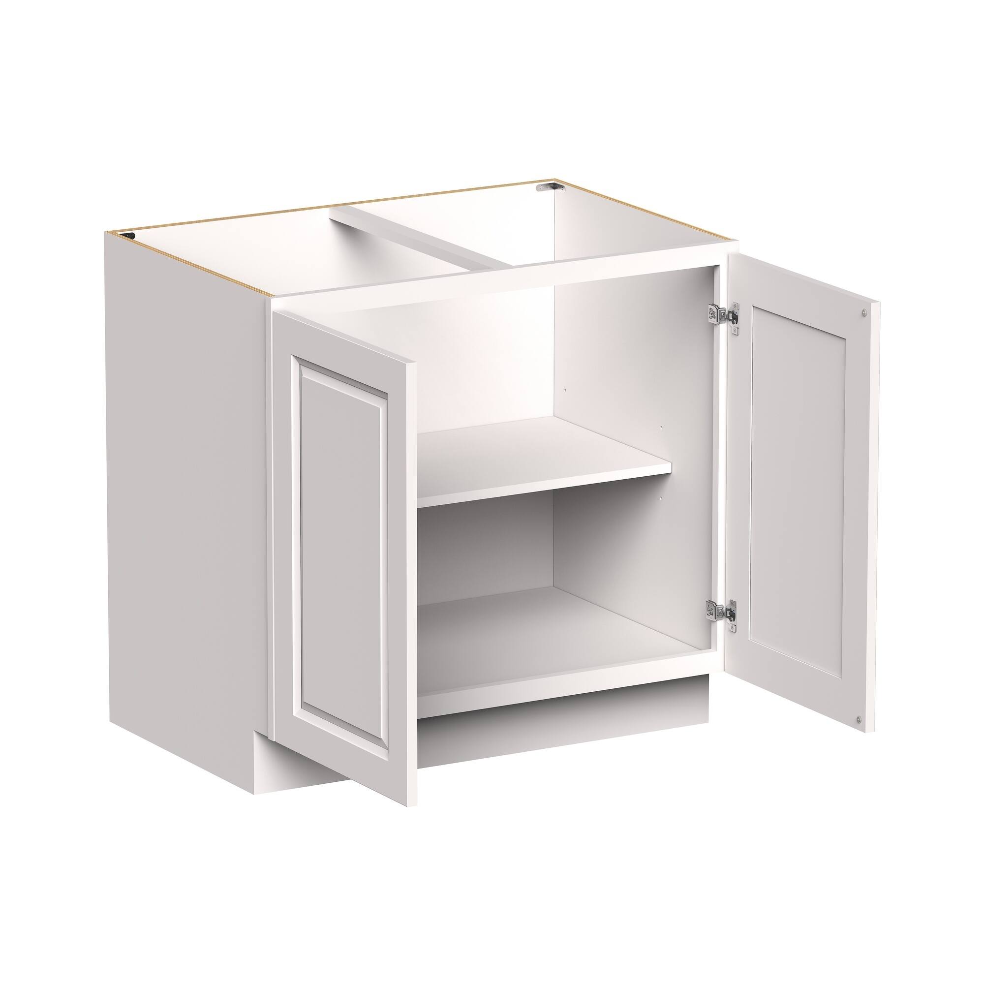 Front. Boyel Living - 36-in W x 34.5-in H x 24-in D Shaker Full-Height Door Kitchen Base Cabinet with Soft-Close Hinges - Glacier White.