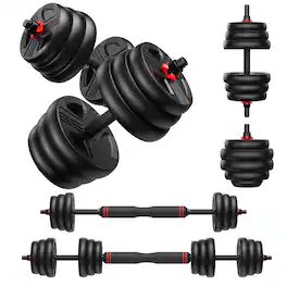FEIERDUN - 40lbs Adjustable Dumbbell Set, 3-in-1 Converts to Barbell & Kettlebell, Home Gym Weights for Men & Women - 40LB