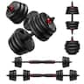 FEIERDUN - 40lbs Adjustable Dumbbell Set, 3-in-1 Converts to Barbell & Weight Plate, Home Gym Weights for Men & Women - 40LB