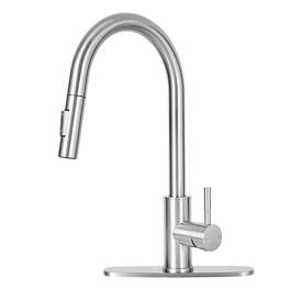 Single Handle Pull Down Stainless Steel Kitchen Faucet with Dual-Function Sprayer