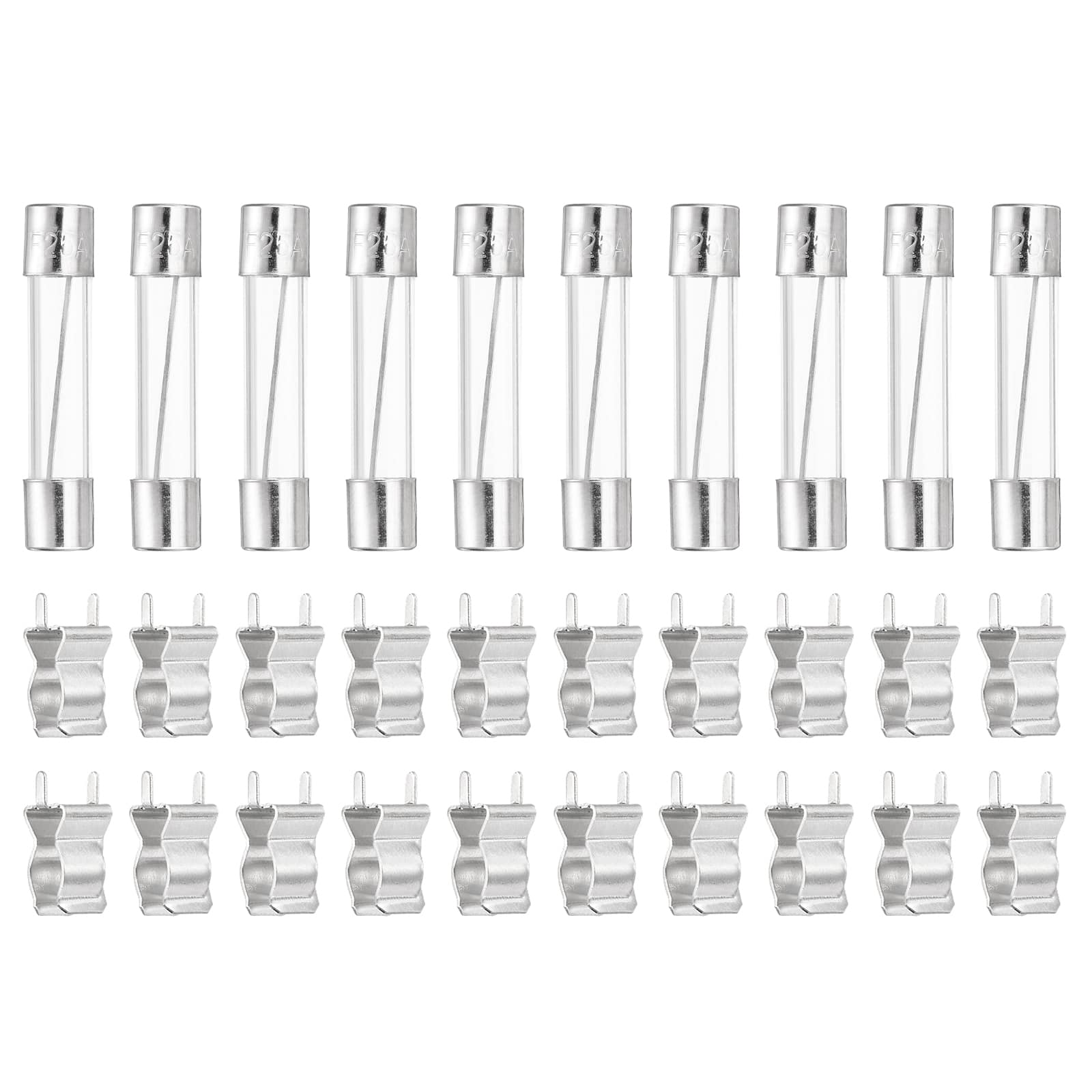 Unique Bargains - Glass Tube Fuses, 6x30mm 25A 250V Quick Fast Blow Glass Cartridge Tube Fuse with 20pcs Safety Clip 10pcs price history on PriceWatchPro