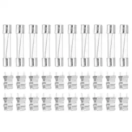 Unique Bargains - Glass Tube Fuses, 6x30mm 25A 250V Quick Fast Blow Glass Cartridge Tube Fuse with 20pcs Safety Clip 10pcs