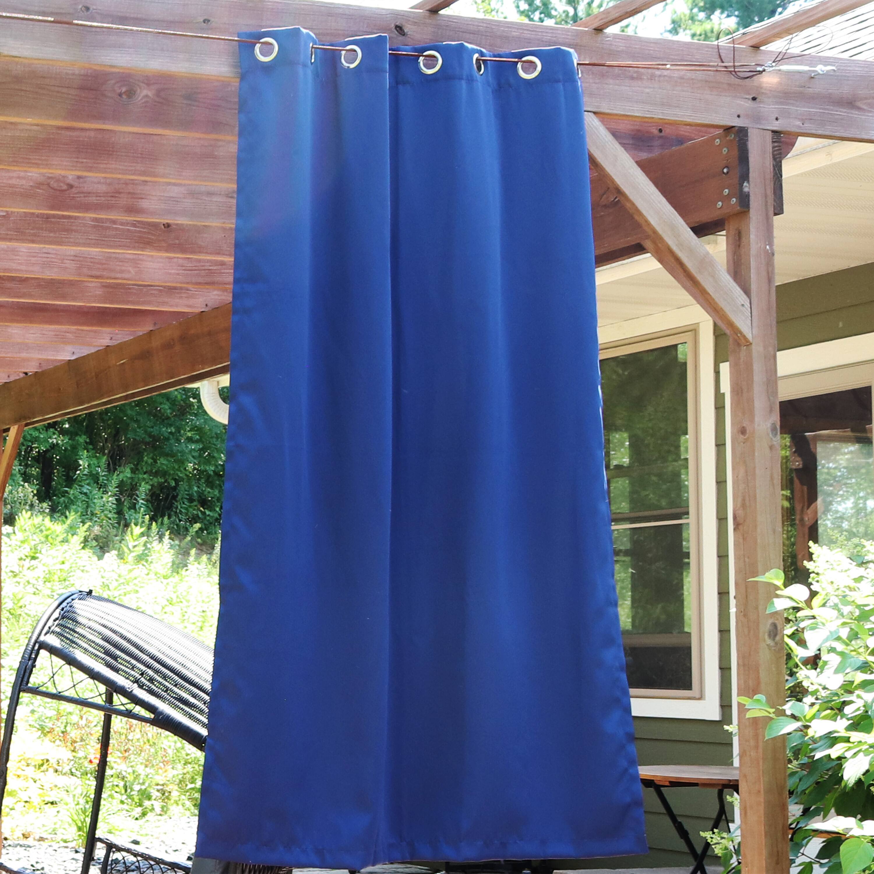Alt View 1. Sunnydaze - Outdoor Blackout Curtain Panel - 52 in x 84 in - Blue.