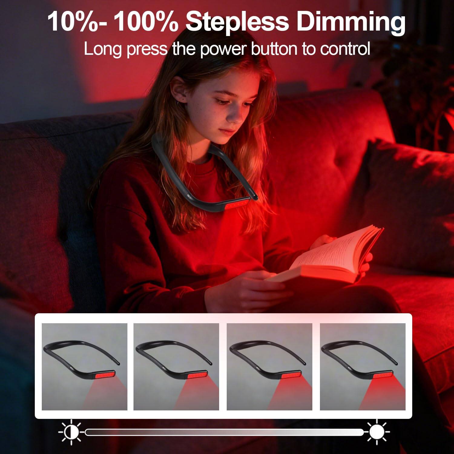 10%- 100% Stepless Dimming  
Long press the power button to control