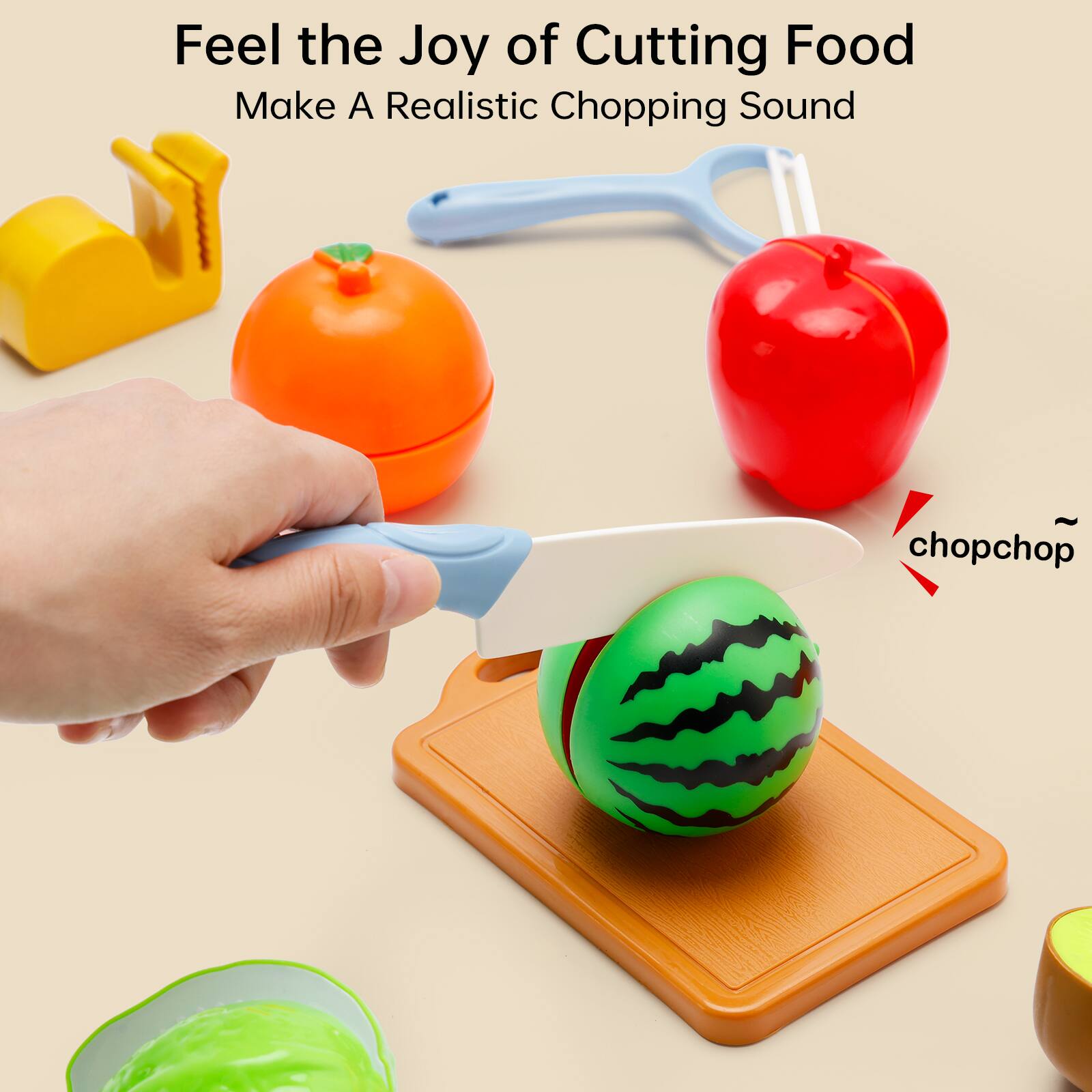 Feel the Joy of Cutting Food  
Make A Realistic Chopping Sound  

chopchop