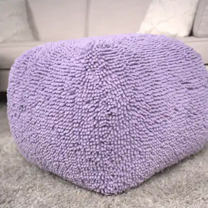 Front. GOODSILO - Soft Microfiber Square Pouf with Plush Seating for Cozy Comfort - Lavender.