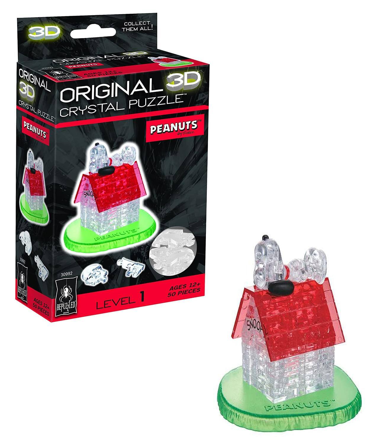 3D COLLECT THEM ALL!  
ORIGINAL 3D CRYSTAL PUZZLE  
PEANUTS  
AGES 12+  
50 PIECES  
LEVEL 1  
30992