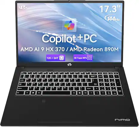 17.3" 144Hz
Copilot + PC
AMD AI 9 HX 370 / AMD Radeon 890M
12C / 24T
50 Tops NPU