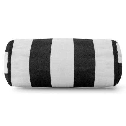 Front. Majestic Home - Bolster Pillow Vertical Stripe Black - Black.