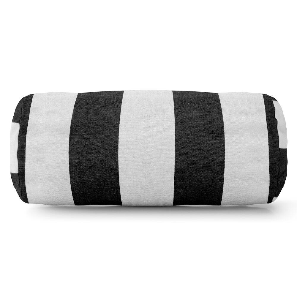 Front. Majestic Home - Bolster Pillow Vertical Stripe Black - Black.