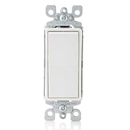 Leviton - 15 Amp 120/277V Decora Rocker Single-Pole Quiet AC Switch, Residential Grade, Grounding, 5601-2W - White
