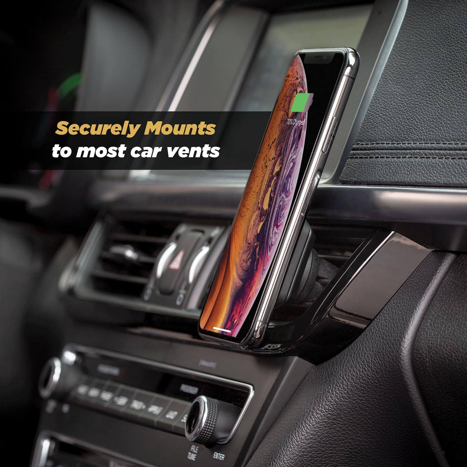 Securely Mounts to most car vents