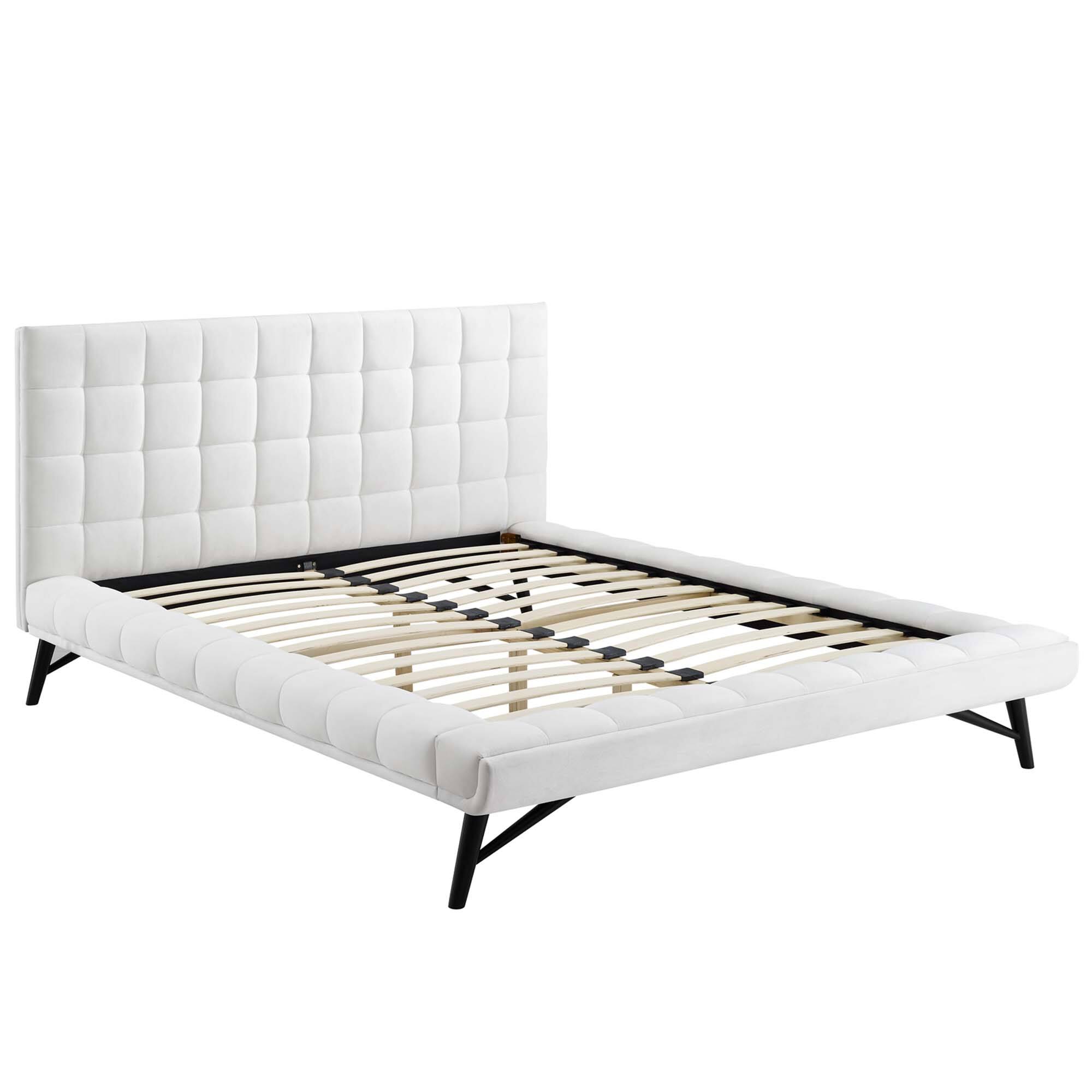 Left. Modway - Sutton Performance Velvet Queen Bed Frame - Red.