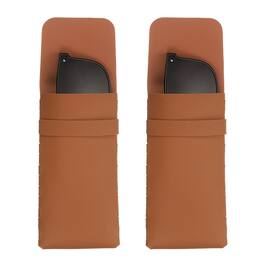 Unique Bargains - 2pcs Soft Glasses Case Leather Flap Closure Pouch for Eyewear Travel Sport Work - Light Brown