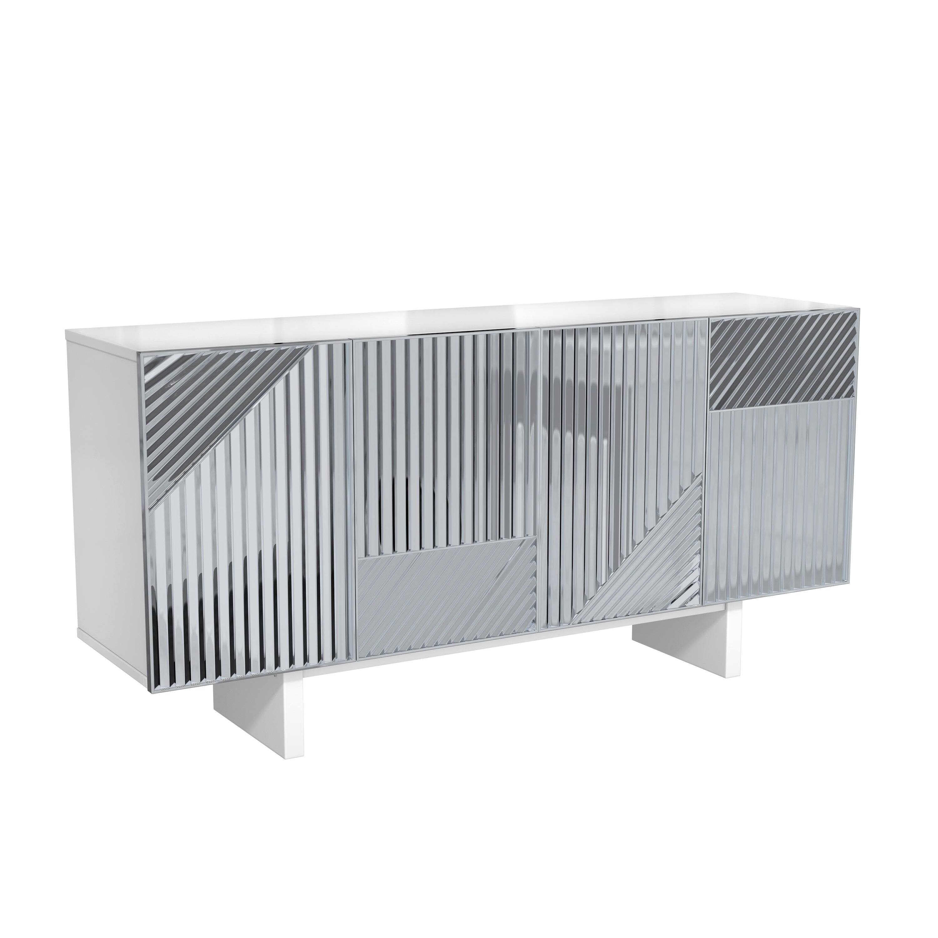 Alt View 6. Boyel Living - 62.91 in W Modern Stainless Steel Buffet Sideboard with 4 Door Storage Cabinet Silver - Silver.