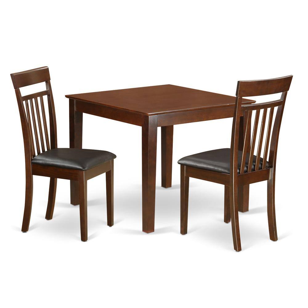 Back. East West Furniture - 3 PC Table and chair set with a Dining Table and 2 Kitchen Chairs in Mahogany - Mahogany.