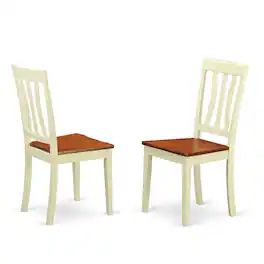 East West Furniture - Antique Kitchen dining Chair Wood Seat with Buttermilk and Cherry Finish - Buttermilk &Cherry