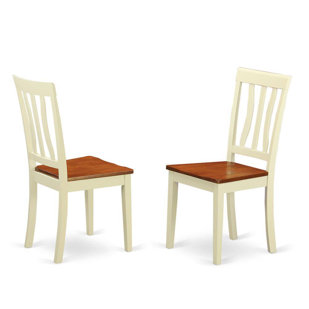 Angle. East West Furniture - 7 Pc Dinette Table set -Dining Table and 6 Dining Chairs - Buttermilk & Cherry.
