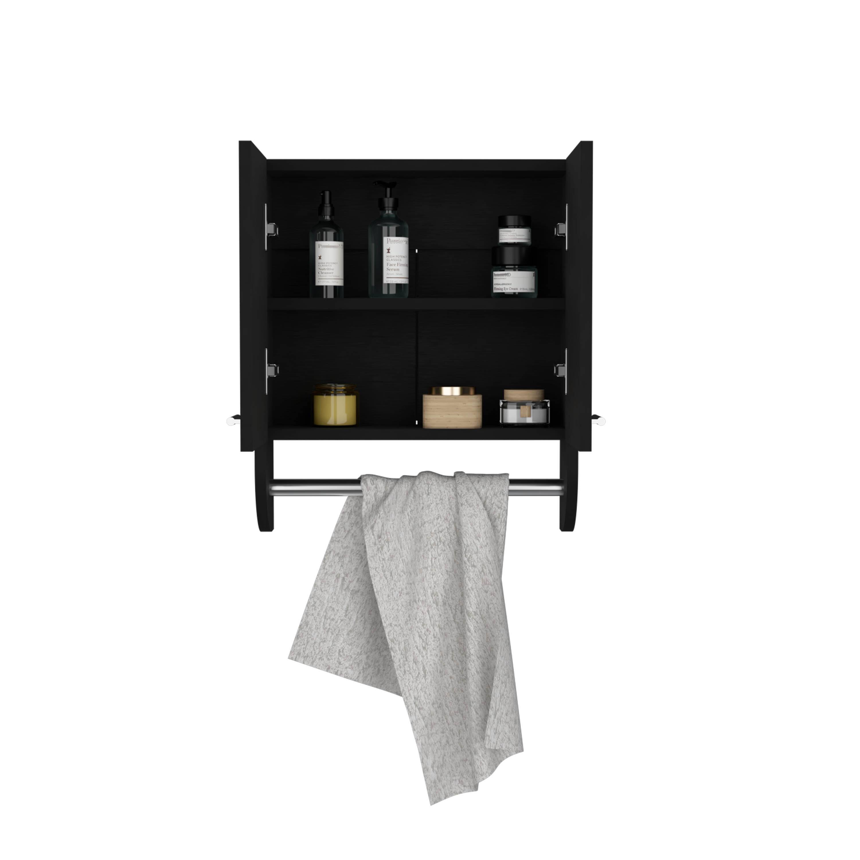 Alt View 2. TuHome - Optim Medicine Cabinet With Towel Holder 17.4" Wide Medice Cabinet Organizer With Two Interior Shelves And Tower Holder. - Black Wengue.