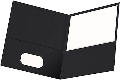 Front. Oxford - Oxford 2-Pocket Presentation Folders, Black, 25/Box (OXF 57506) - Black.