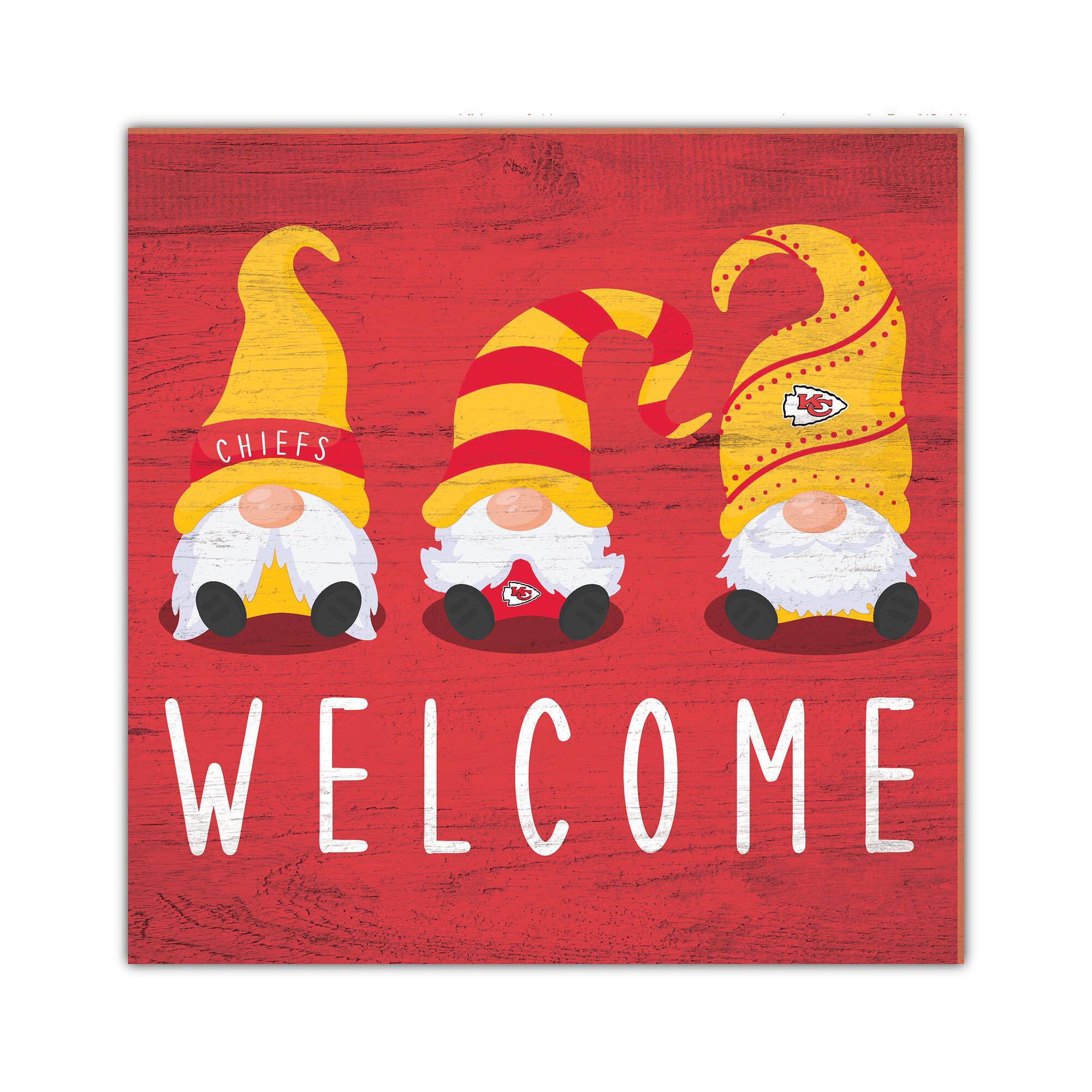 Kansas City Chiefs 10'' x 10'' Welcome Gnomes Sign